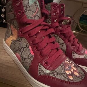 Gucci Women's Floral Red High-Top Sneakers